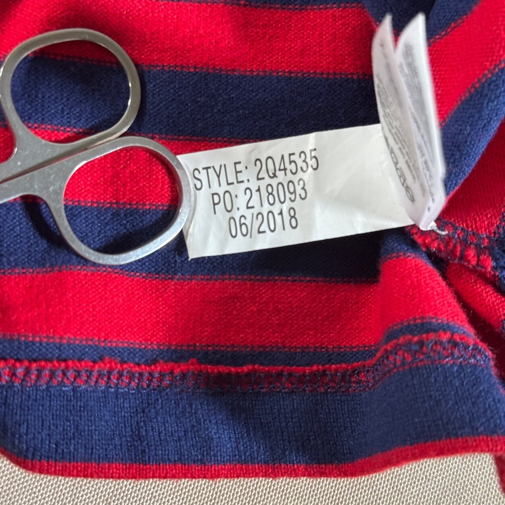 Vineyard Vines Red Navy Striped 3/4‎ Sleeve Boat Neck Dress Medium Preppy NWT - Picture 9 of 10